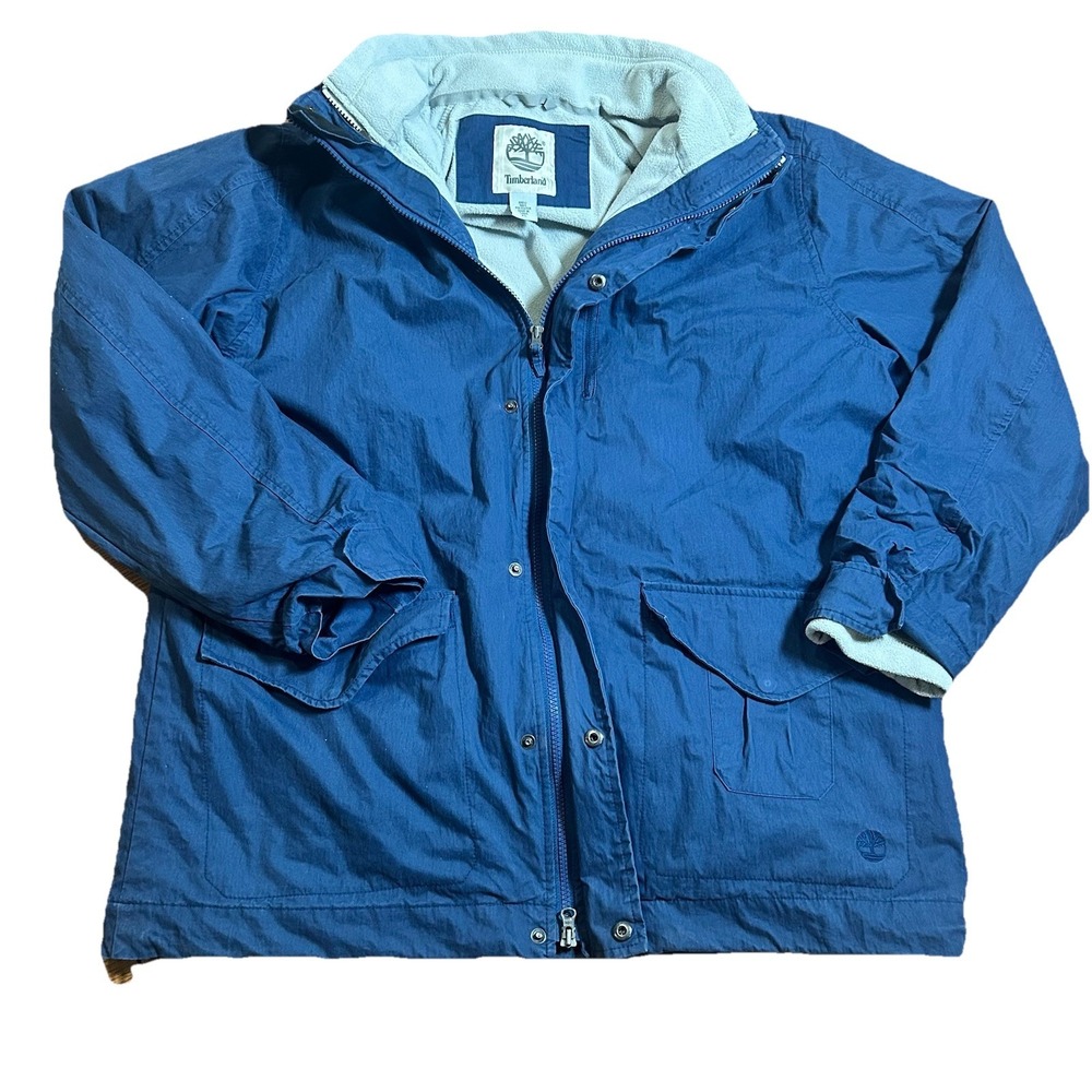 Timberland Mens Navy Blue‎ Heavy Chore Jacket Barn Coat Fleece Lined Utility XL
